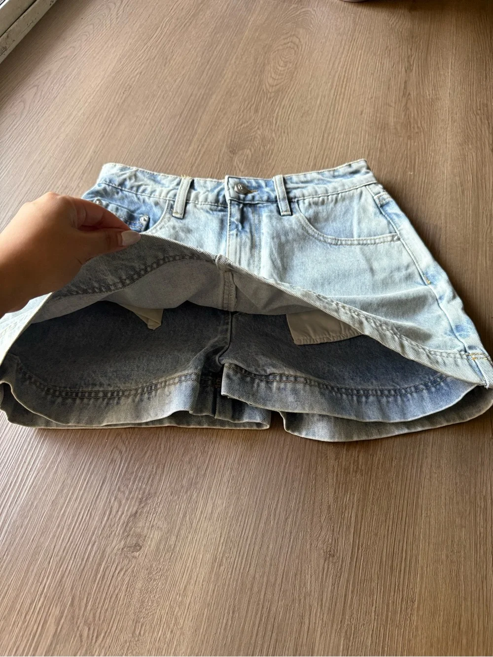 Princess Polly Light Wash Denim Mini Skort